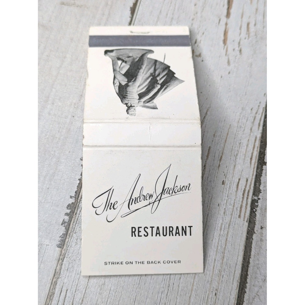 Vintage Matchbook Cover The Andrew‎ Jackson Restaurant New Orleans